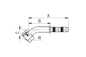 Koeling/airco slangkoppeling - O-ring female 45° knie