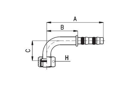 Koeling/airco slangkoppeling - O-ring female 90° bocht